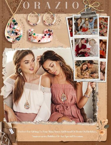 ORAZIO Acrylic Jewelry Set for Women Statement Boho Resin Earrings Necklace Bracelet in Saudi Arabia