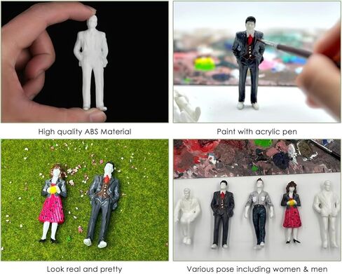 VICDUEKG 20 Pcs 1: 25 Scale White Miniature People Figurines Sitting and Standing Unpainted Mini People Figures Model Trains Architectural Tiny Plastic People for Projects Diorama Miniature Scenes in Kuwait