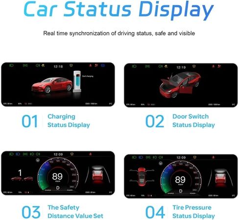 شاشة عرض علوية متوافقة مع طراز Tesla 3/Y، شاشة 9 بوصة HUD Carplay Android Auto ملحقات أدوات لوحة أجهزة القياس in Kuwait