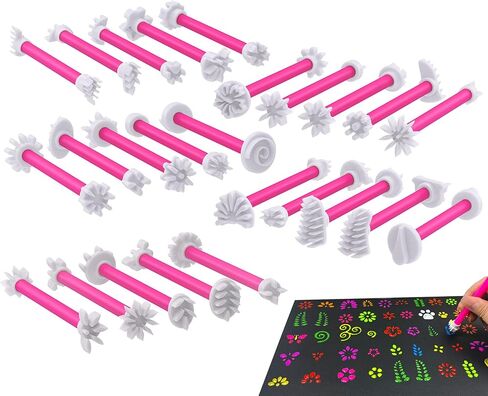 GEOCCI Flower Petal Tools for Dot Painting，50 Petal Shapes Dotting Tool，Mandala Dot Art Tools for Rocks，Embosssing Tools for Painting Dots （Pink） in Saudi Arabia