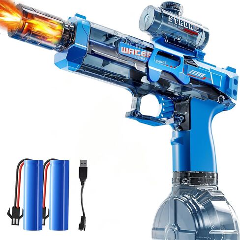 Electric Water Gun for Kids - 2 Pack Light Up Automatic Water Squirt Soaker Guns Toy with Sound, Outdoor Activity Beach Party Pool Game Playset Toys for Boys Girls Adult Aged 3-8 8-12 in Kuwait