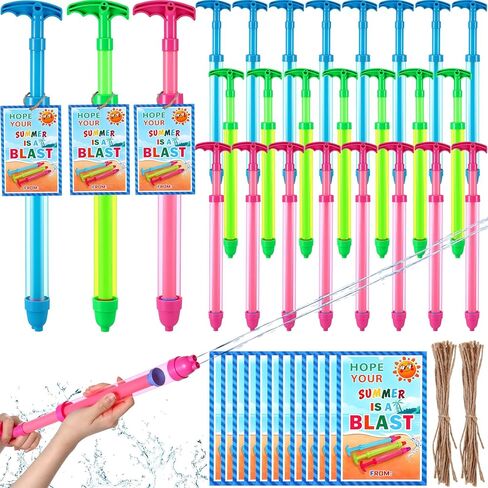 Tanlade 24 Sets End of the Year Students Gift Bulk Water Guns with Cards Summer Water Squirter Shooters Summer Preschool Kindergarten Graduation Gift for Beach Pool Party Favors(Neon Color,Fan Grip) in Saudi Arabia
