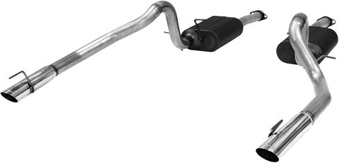 Flowmaster 817312 American Thunder Cat-Back Exhaust Kit 2.5 Inch Stainless Steel with 3 Inch Polished Stainless Tips Compatible with 1999-2004 Ford Mustang GT, MACH 1 and Bullitt with 4.6L SOHC engine in Kuwait