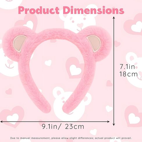 Bear Ears, Halloween Bear Ears Headband, Yellow Pink Purple Blue Green Brown Bear Ears, Halloween Animal Ears (Pink, OS) in Kuwait
