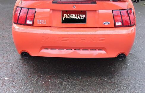 Flowmaster 817312 American Thunder Cat-Back Exhaust Kit 2.5 Inch Stainless Steel with 3 Inch Polished Stainless Tips Compatible with 1999-2004 Ford Mustang GT, MACH 1 and Bullitt with 4.6L SOHC engine in Kuwait