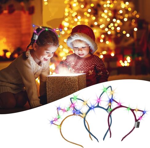 M.best 24 قطعة من عصابات الرأس LED للقطط، إكسسوارات أغطية الرأس على شكل تاج أرنب للقطط المضيئة للنوادي الليلية وحفلات الهالوين وأعياد الميلاد المتوهجة في الظلام in Kuwait