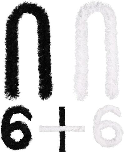 12 Pcs Feather Boas 5FT Artificial Fluffy Maraboa Scarves for Costume, Party Decorations for Birthday, Bachelorette, Wedding, Photo Booth Props （black） in Saudi Arabia