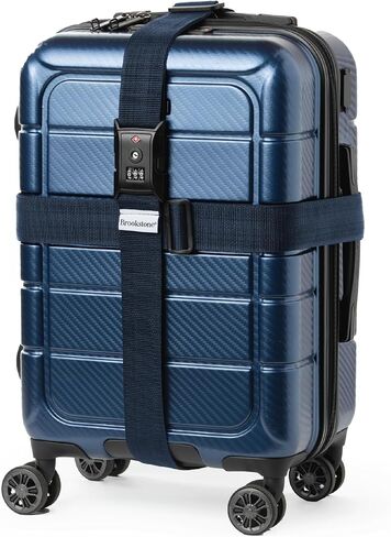 Brookstone Luggage Strap - 2-in-1 Cross Luggage Suitcase Belt with Buckle and TSA-Approved Keyless 3-Digit Combination Lock, Black in Saudi Arabia