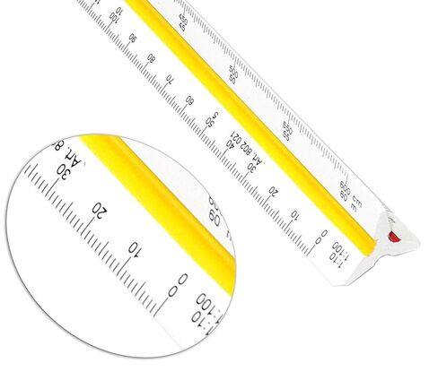 KRYTONE.Fx® 30cm Plastic Triangular Scale Ruler 3 Sides for Architecture Drafting Architect Engineers Technical Measuring Tools in Kuwait