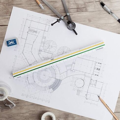 KRYTONE.Fx® 30cm Plastic Triangular Scale Ruler 3 Sides for Architecture Drafting Architect Engineers Technical Measuring Tools in Kuwait