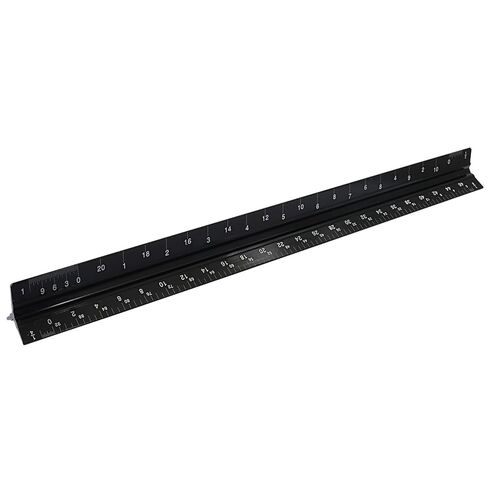 Black Architectural Scale Ruler, 12-Inch Laser Etched Aluminum Triangular Ruler with Imperial Measurements for Drafting, Design, and Architecture, Students and Professionals in Kuwait