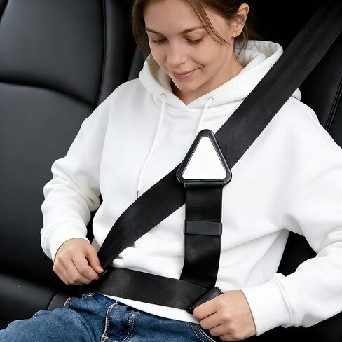 Car Seat Belt Strap Adjustable Anti-Strangulation Design With Simple Limiters For Travel, School And Family Trips Black in Kuwait