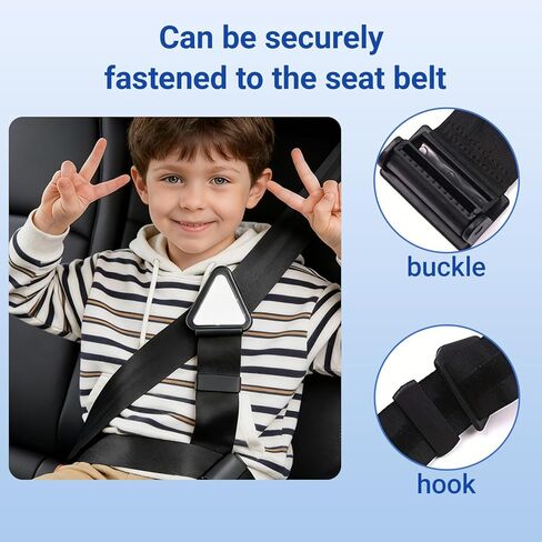 Car Seat Belt Strap Adjustable Anti-Strangulation Design With Simple Limiters For Travel, School And Family Trips Black in Kuwait