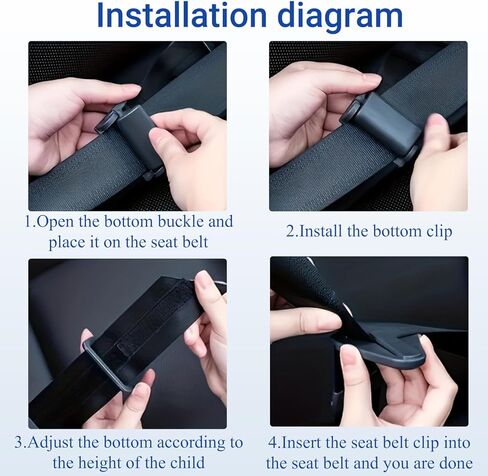 Car Seat Belt Strap Adjustable Anti-Strangulation Design With Simple Limiters For Travel, School And Family Trips Black in Kuwait