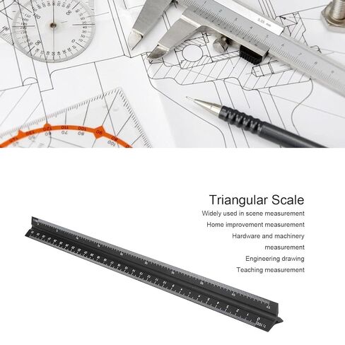 Garosa Triangular Metal Scale, Aluminum Alloy Architectural Ruler, 11.8in Measuring Tool for Engineering and Home Improvement in Kuwait