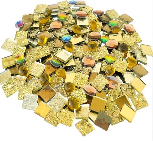 1000 جرام من بلاط الفسيفساء الزجاجي المرآة الحقيقية DIY، بلاط مربع فضي مزخرف (15 مم) مع أحجار كريمة زجاجية قزحية الألوان، مجموعة من الزجاج الملون بأشكال مختلطة لفن الفسيفساء ومشاريع الديكور المنزلي in Kuwait