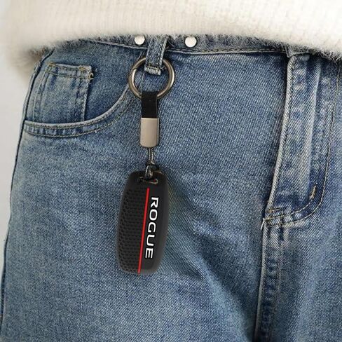 متوافق مع غطاء Rogue Key Fob مع سلسلة مفاتيح حافظة مفاتيح حماية من السيليكون الناعم لأزرار 2023 2024 2025 Nissan Rogue-5 (أسود) in Kuwait