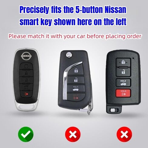 متوافق مع غطاء Rogue Key Fob مع سلسلة مفاتيح حافظة مفاتيح حماية من السيليكون الناعم لأزرار 2023 2024 2025 Nissan Rogue-5 (أسود) in Kuwait