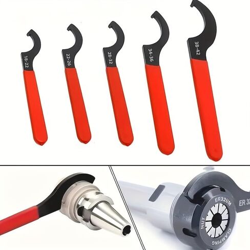 5Pcs Coilover Wrench Set C Spanner Tool for Shock Absorber Adjustment, Suspension Spring Compression Tool Kit, Hook Spanner Wrench with Non-Slip Handle in Kuwait