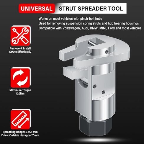 Bonbo 3Pcs Strut Spreader Tool - Universal Steering Suspension Strut Knuckle Spreader Tool 5-11.5 mm & Suspension Strut Spreader Socket Tools Compatible with Audi BMW VW Mini Ford in Kuwait
