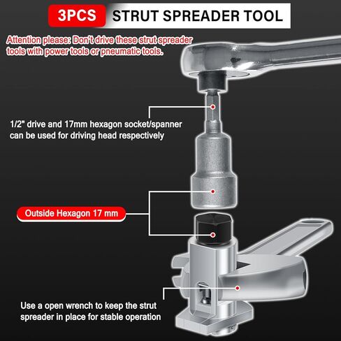 Bonbo 3Pcs Strut Spreader Tool - Universal Steering Suspension Strut Knuckle Spreader Tool 5-11.5 mm & Suspension Strut Spreader Socket Tools Compatible with Audi BMW VW Mini Ford in Kuwait