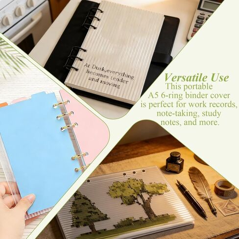 2PCS A5 Acrylic Binder Cover,Clear 6 Ring Journals Inserts Protector Shell Budget Binder Cover for Office,Transparent Sheet Protectors Refillable Notebook Sleeves,Planner Covers for Journals&Office in Kuwait
