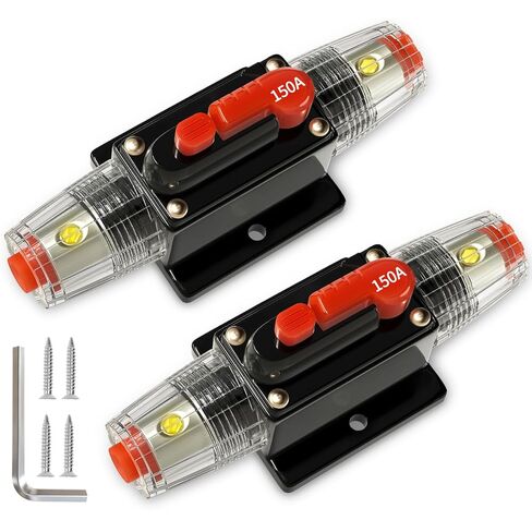80Amp Car Audio Circuit Breaker Waterproof Fuse Inline Holder Manual Reset 12V-48V DC for Automotive Marine Boat Trunk Audio Sound Amplifier System 12V-48V in Saudi Arabia