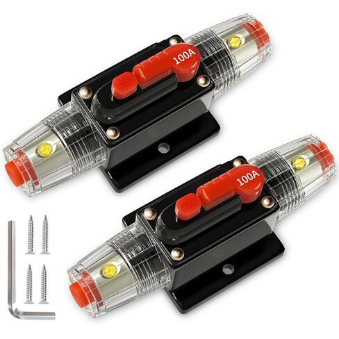 80Amp Car Audio Circuit Breaker Waterproof Fuse Inline Holder Manual Reset 12V-48V DC for Automotive Marine Boat Trunk Audio Sound Amplifier System 12V-48V in Saudi Arabia