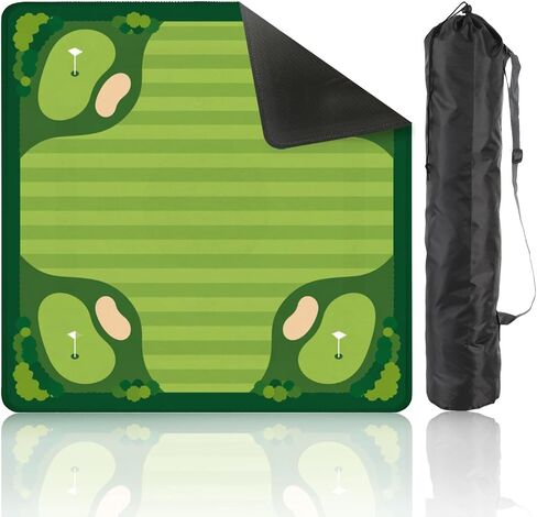Mahjong Mat with Carrying Bag 31.5" x 31.5" Non-Slip Noise Reduction Minimalist Golf Course Greens Flags Sand Bunkers Table Mat for Mahjong Poker Dominoes Card Board Tile Games in Kuwait
