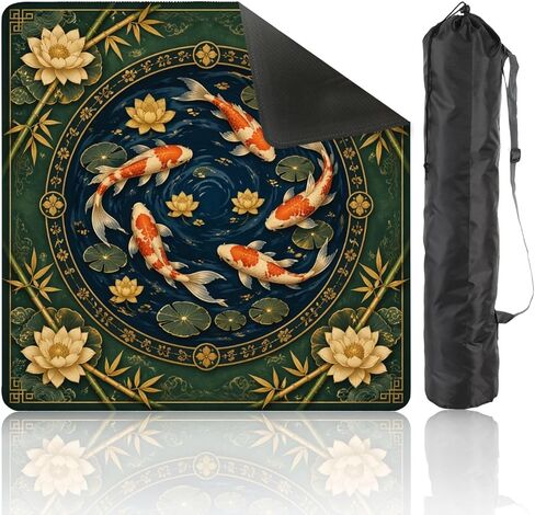 Mahjong Mat with Carrying Bag 31.5" x 31.5" Non-Slip Noise Reduction Minimalist Golf Course Greens Flags Sand Bunkers Table Mat for Mahjong Poker Dominoes Card Board Tile Games in Kuwait