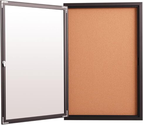 48x36 Inch Lockable Enclosed Bulletin Board, Weather-Resistant Outdoor Noticeboard with 2 Locking Doors, Wall-Mounted Silver Aluminum Frame & Cork Presentation Board in Saudi Arabia