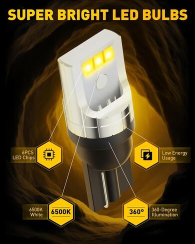 194 LED Bulb – 500% Brighter, 6500K White, Aluminum Heat Dissipation – For License Plate, Dome, Map, Trunk, Door, Courtesy Lights – Fits T10, 168, 2825, W5W – 2 Pack in Kuwait