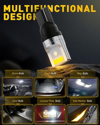 194 LED Bulb – 500% Brighter, 6500K White, Aluminum Heat Dissipation – For License Plate, Dome, Map, Trunk, Door, Courtesy Lights – Fits T10, 168, 2825, W5W – 2 Pack in Kuwait