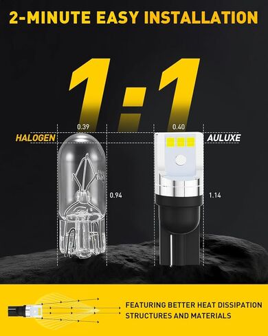 194 LED Bulb – 500% Brighter, 6500K White, Aluminum Heat Dissipation – For License Plate, Dome, Map, Trunk, Door, Courtesy Lights – Fits T10, 168, 2825, W5W – 2 Pack in Kuwait