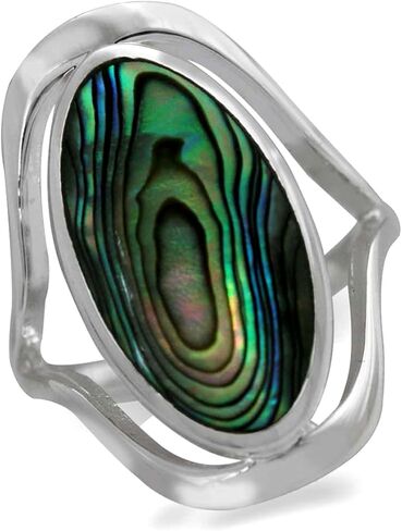 Silvershake 925 Sterling Silver Stone or Shell Inlay Simple Southwest Style Ring Jewelry for Women and Teens in Saudi Arabia