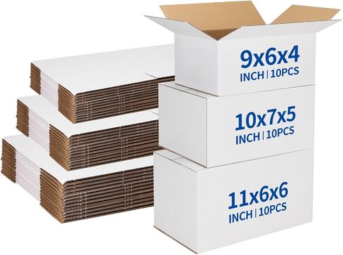 CRUGLA Assorted Sizes Shipping Boxes 30 Pack (10x7x5, 9x6x4,8x6x4), Corrugated Cardboard Mailers, Each 10 PCS Small Boxes for Small Business Packaging, Shipping & Storage in Saudi Arabia