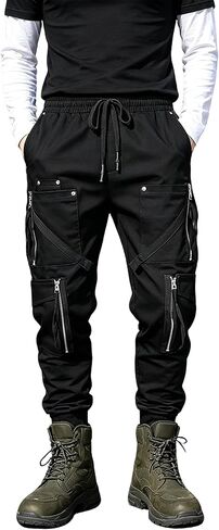 MOKEWEN Men's Streetwear Urban Techwear Ankle Band Casual Cargo Pants with Pockets Jogger in Saudi Arabia
