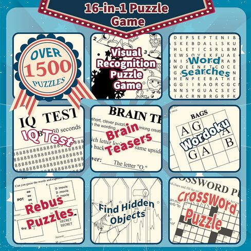 Elfew 4 Pack Large Print Activity Books for Seniors, 150+ Memory Games, 16 in 1 Puzzle Books for Adults, Variety Brain Games: Word Search, Sudoku, Mazes, Crosswords, Gifts for Elderly Women & Men in Kuwait