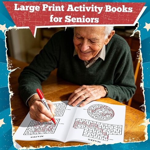 Elfew 4 Pack Large Print Activity Books for Seniors, 150+ Memory Games, 16 in 1 Puzzle Books for Adults, Variety Brain Games: Word Search, Sudoku, Mazes, Crosswords, Gifts for Elderly Women & Men in Kuwait