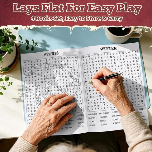 Elfew 4 Pack Large Print Activity Books for Seniors, 150+ Memory Games, 16 in 1 Puzzle Books for Adults, Variety Brain Games: Word Search, Sudoku, Mazes, Crosswords, Gifts for Elderly Women & Men in Kuwait