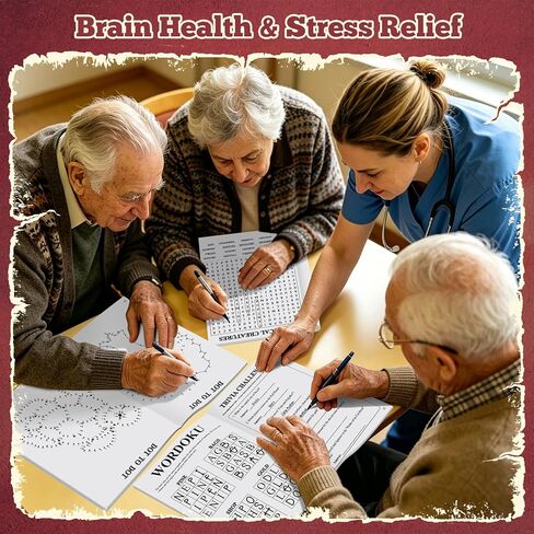 Elfew 4 Pack Large Print Activity Books for Seniors, 150+ Memory Games, 16 in 1 Puzzle Books for Adults, Variety Brain Games: Word Search, Sudoku, Mazes, Crosswords, Gifts for Elderly Women & Men in Kuwait