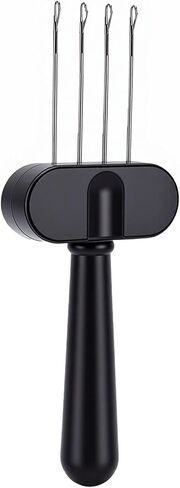 ZJchao 4 Latch Hook Tool Yarn Winder Knitting Tool for DIY Handmade Projects with ABS Metal Durable Portable Design (Black) in Kuwait