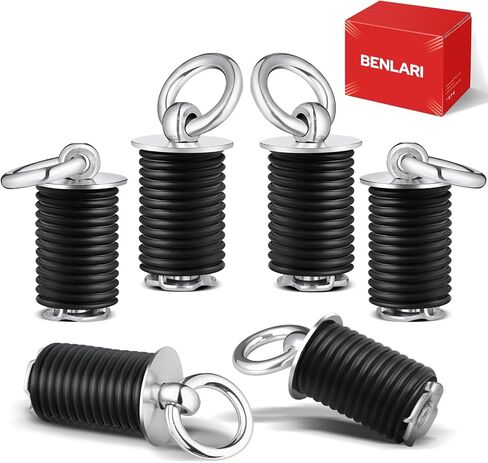 Benlari UTV Tie Down Anchors 1-7/16" Flexible Loop Lock and Ride Iron Ruber Fit for Polaris Ranger General 500 570 1000 XP 900 800 700 2013-2025 with 1-7/16" Hole Glossy White(Black) in Kuwait
