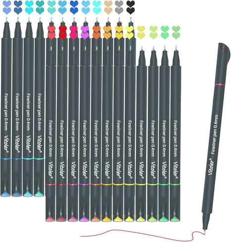 Vitoler 24 Colored Journaling, Fine Line Point Drawing Marker Pens for Writing Journaling Planner Coloring Book Sketching Taking Note Calendar Art Projects Office Supplies (24 Colors) in Kuwait