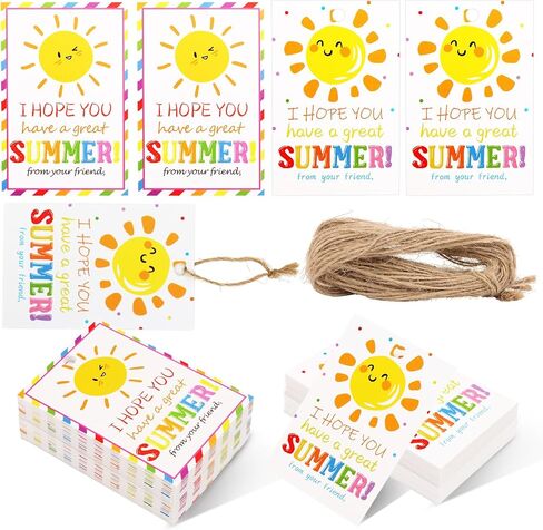 60PC End of School Year Gift Tags with String Attached Have a Cool Summer Paper Hang Tags for Summer Pool Beach Party Kindergarten Preschool Graduation Teacher Appreciation Gift Tags in Kuwait