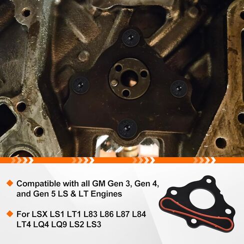 Camshaft Retainer Plate Gasket Bolt Kit with Bolt and Seal Compatible with LSX LS1 LT1 L83 L86 L87 L84 LT4 LQ4 LQ9 LS2 LS3 4.8L 5.3L 5.7L 6.0L 6.2L Vortec Corvette Cam in Kuwait