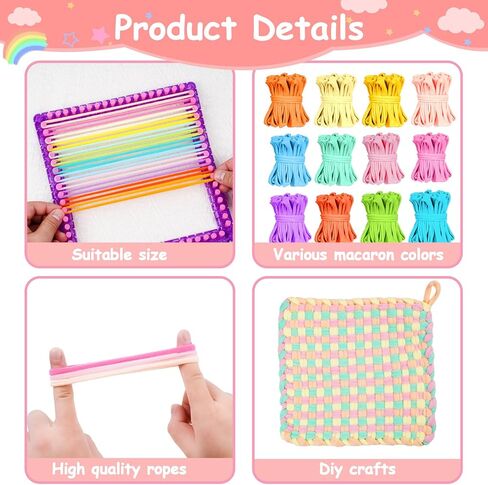 Disracker 804 PCS Potholder Loops, Stretchy Nylon Weaving Loom Loops Refill, Fits 7" Traditional & 10" PRO Looms, 12 Pastel Macaron Colors DIY Craft Kit for Kids & Adults in Kuwait