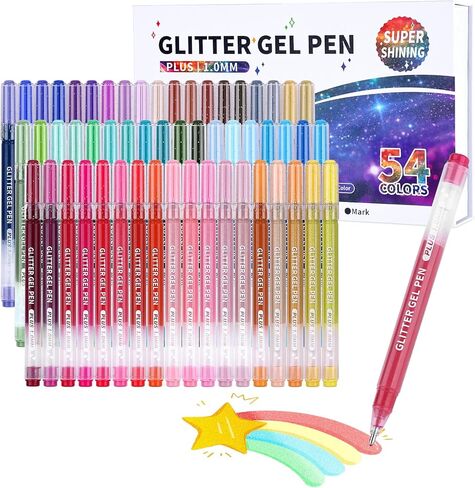 KEMYR Glitter Effect Gel Pens, 72 Colors Sparkle Colored Gel Markers for Adult Coloring Books, Metallic Glitter Pens for Drawing, Scrapbooking, Writing, Doodling in Saudi Arabia