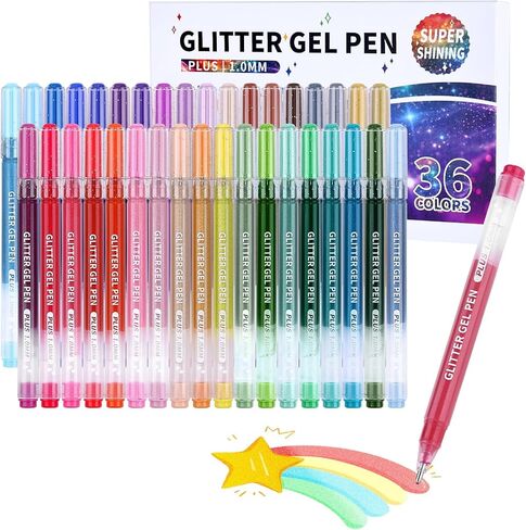 KEMYR Glitter Effect Gel Pens, 72 Colors Sparkle Colored Gel Markers for Adult Coloring Books, Metallic Glitter Pens for Drawing, Scrapbooking, Writing, Doodling in Saudi Arabia