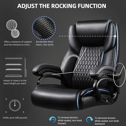 VITESSE 600lbs Heavy Duty Office Chair for Low Back Pain Relief, Big and Tall Office Chair with Ergonomic Lumbar Support, High Back Executive Chair with Quiet Rubber Wheel in Kuwait